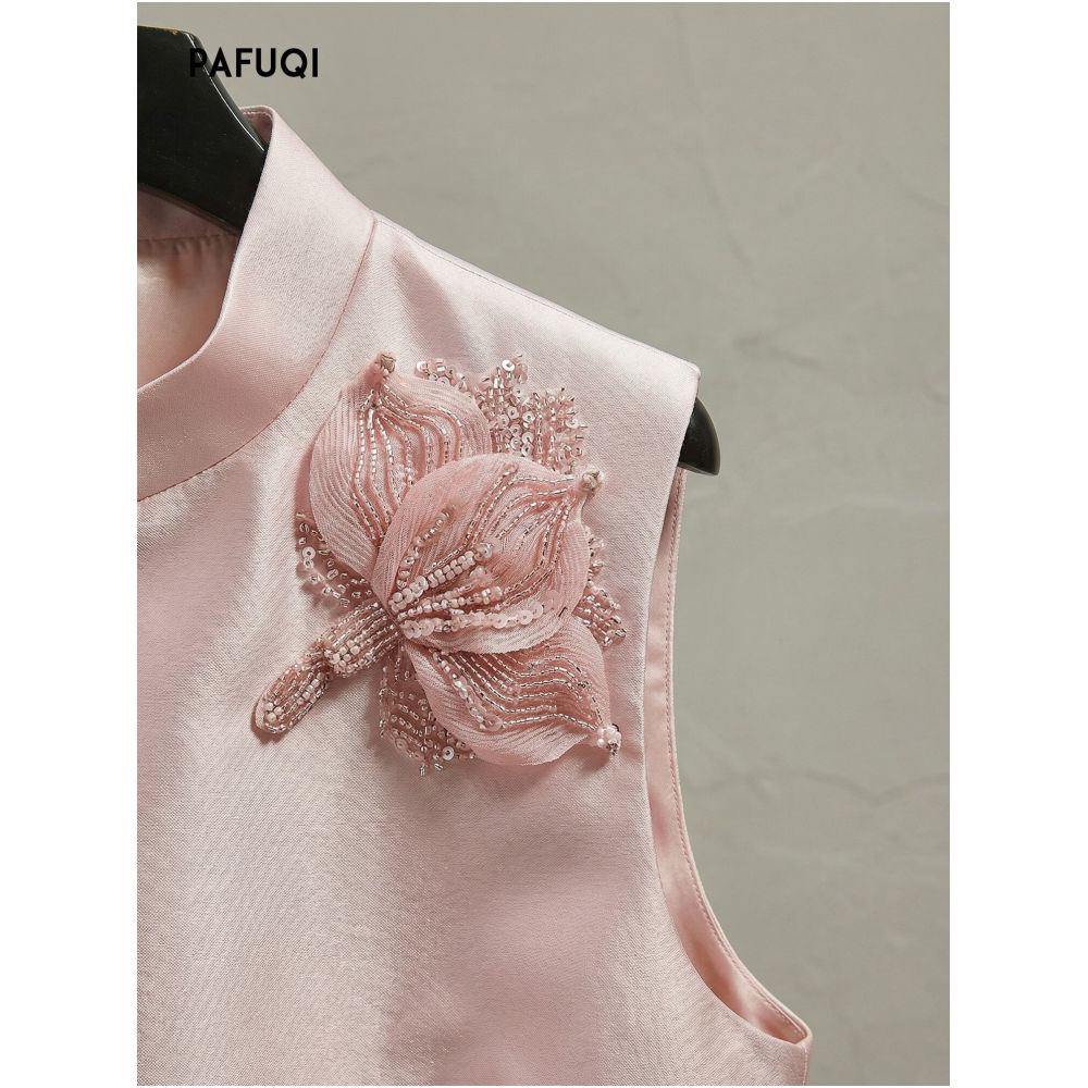Improved New Chinese Style Women s Clothing 2026 Spring New Pink 3D Floral Layered Vest Jacket image 2
