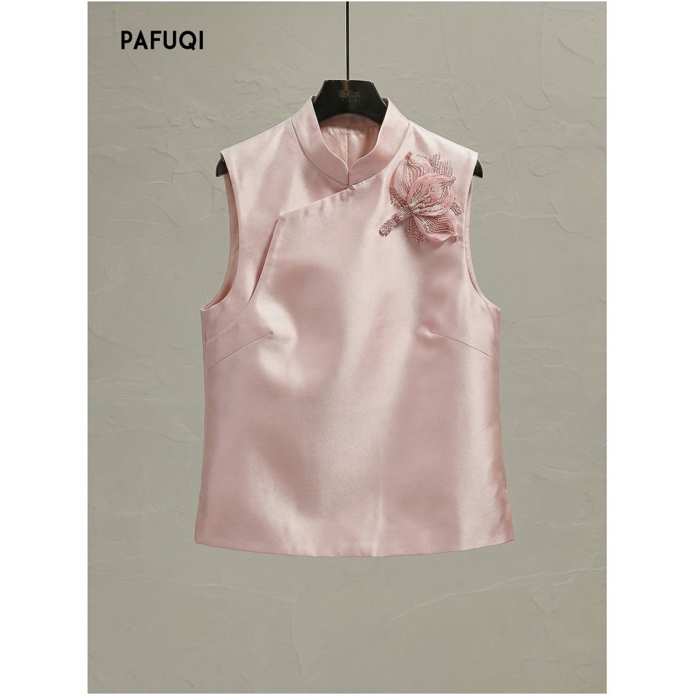 Improved New Chinese Style Women s Clothing 2026 Spring New Pink 3D Floral Layered Vest Jacket image 4