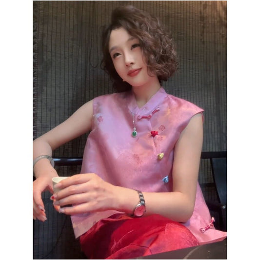 ASAYA6591 – Rosy Tea Charm Sleeveless Top 🌸🍵