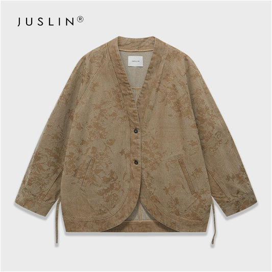 ASAYA6595 – Vintage Jacquard Relaxed Jacket 🤎🖤