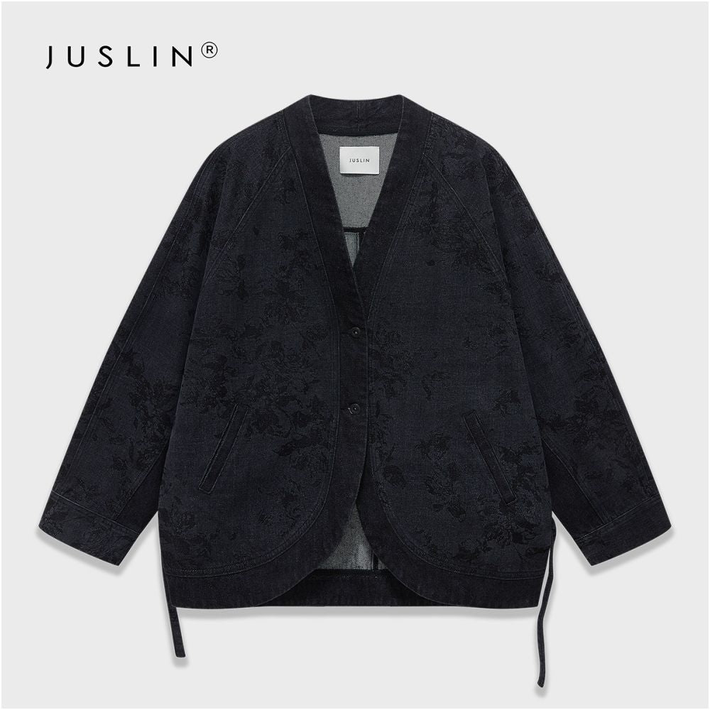 ASAYA6595 – Vintage Jacquard Relaxed Jacket 🤎🖤