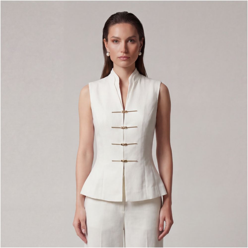 ASAYA6603 – Ivory Modern Cheongsam Vest 🤍✨