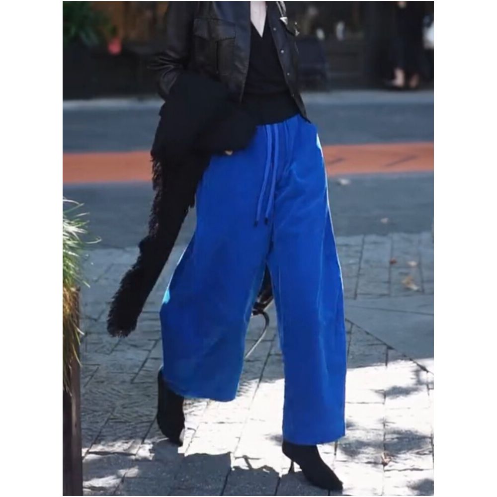 Plus size women s loose fitting corduroy casual pants 2026 early spring new style wide leg pants slimming cropped sloping pants image 4
