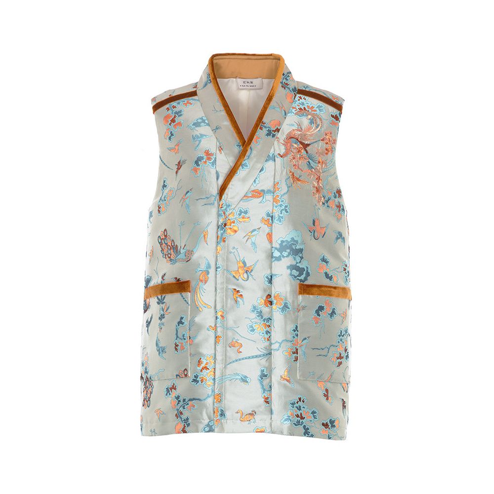 ASAYA6617 – Celadon Bloom Mandarin Vest 🌿✨