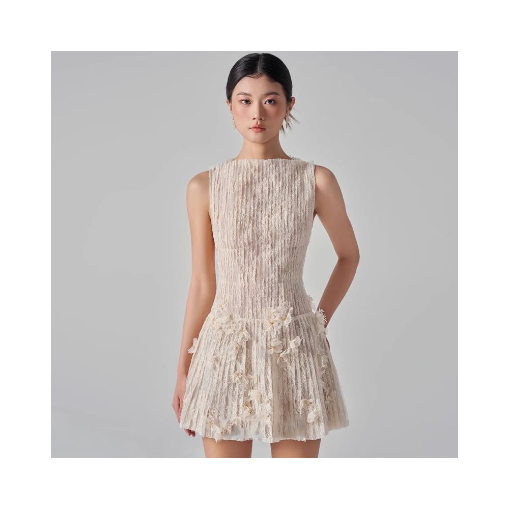 ASAYA6631 – Ivory Petal Mini Dress 🤍🌸