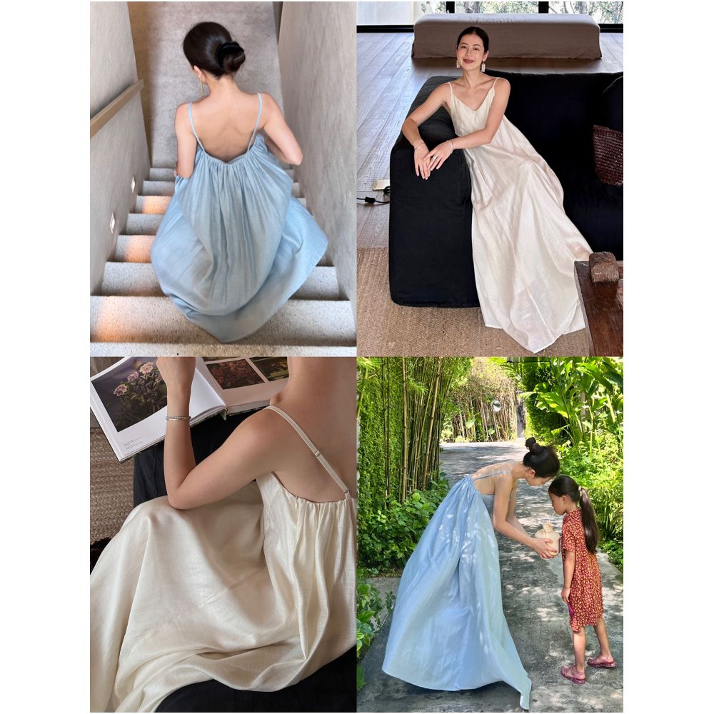 CML Lake Surface Glimmer Women s Spaghetti Strap Dress Stylish Vacation Style Simple and Elegant Backless Dress image 1
