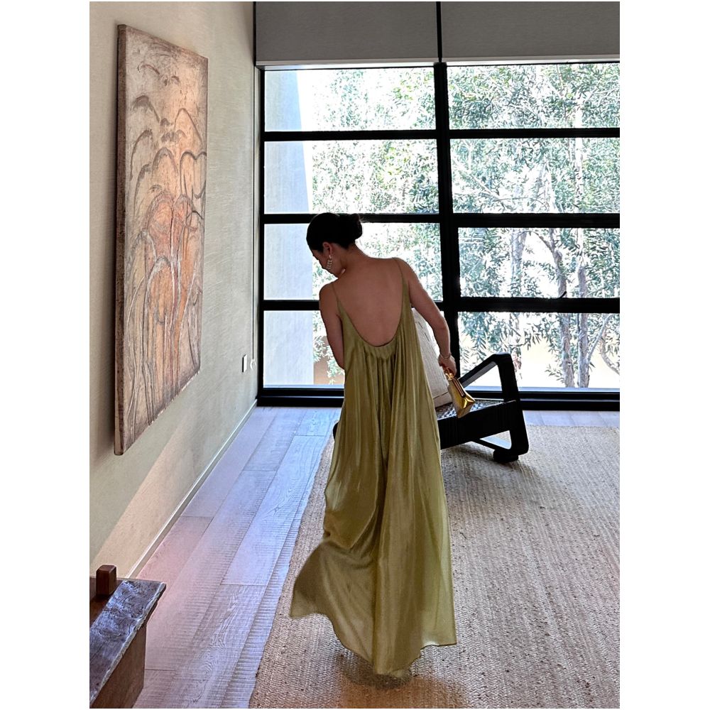 CML s new elegant and ethereal Tencel halter neck dress with pleats perfect for beach vacations image 2