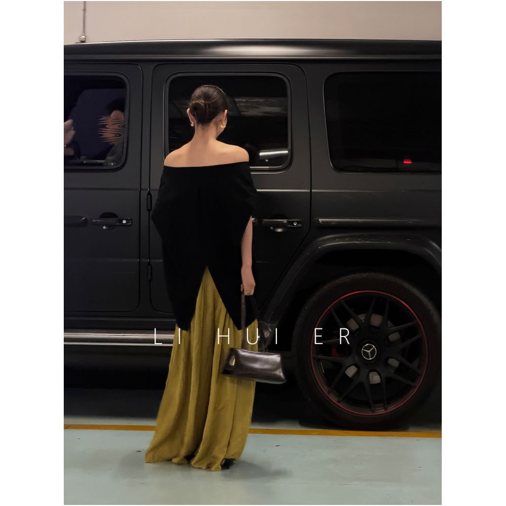 LiHuiEr Cannes Evening Breeze Salty and Mature Off Shoulder T Shirt for Women Minimalist Commuter Outfit Top image 5