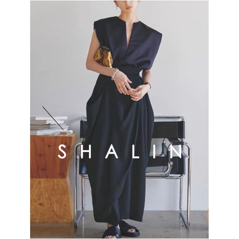 ASAYA6656 – Noir Sculptural Drape Skirt 🖤✨