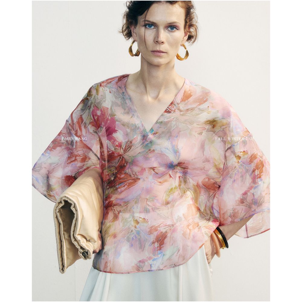 FAIRY WANG s Italian Original Xuan 100 Mulberry Silk New Chinese Style Printed Top Dress image 3
