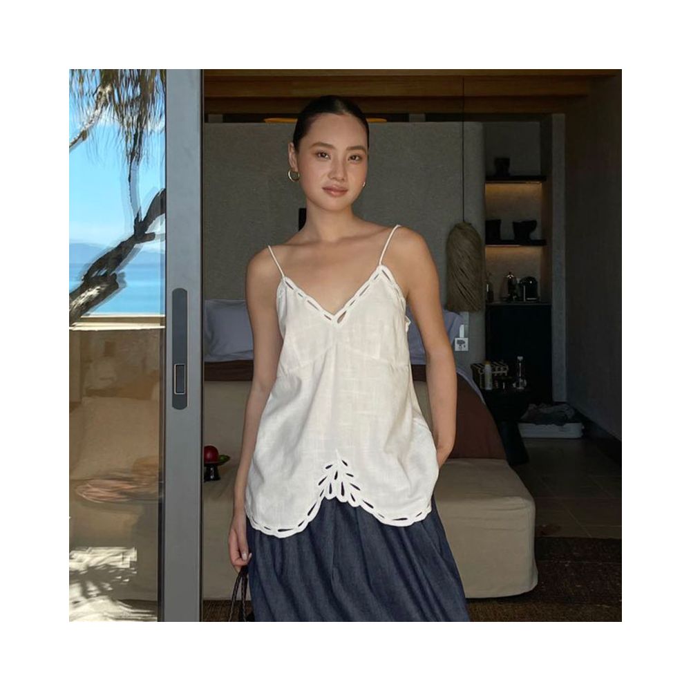 ASAYA6691 – Coastal Breeze Linen Cami 🌴🤍