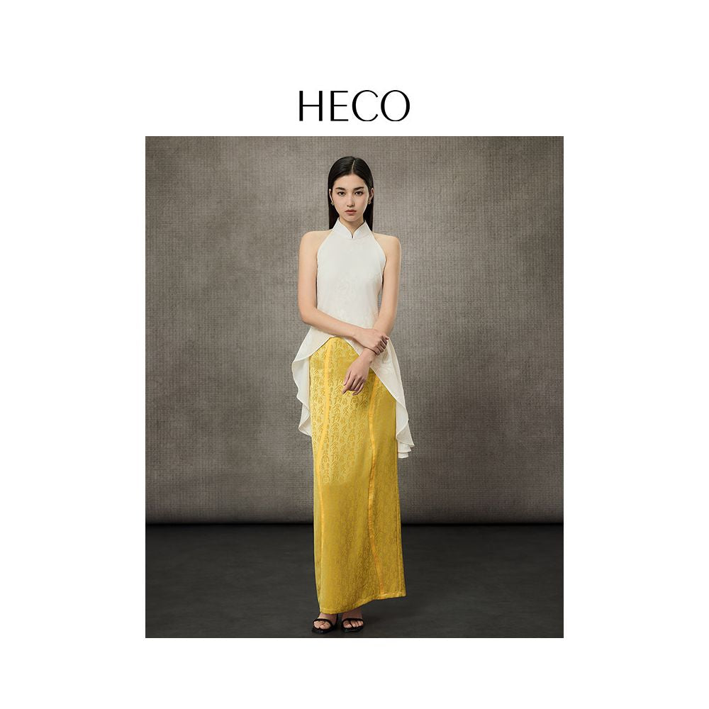 Jing Tian Same HECO Heavenly Fairy New Chinese style Small Stand Collar Acetate Wave Edge Tank Top for Actress Elegant Top image 4