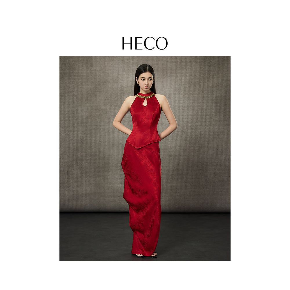 Zhao Qing s HECO Dance Fun Butterfly New Chinese style Acetic Acid Tank Top Women s Hollow Lace Style Off Shoulder Top image 2
