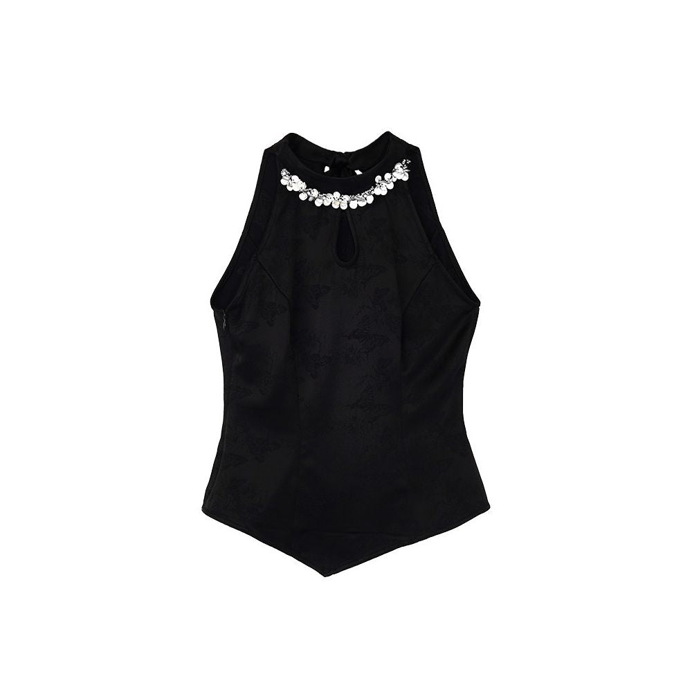 Zhao Qing s HECO Dance Fun Butterfly New Chinese style Acetic Acid Tank Top Women s Hollow Lace Style Off Shoulder Top image 5