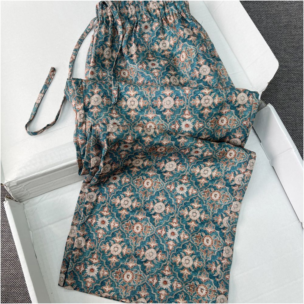 South Oil High Quality 2025 Summer New Linen New Chinese Style Printed Elastic Waist Nine point Casual Straight Leg Pants for Women image 1