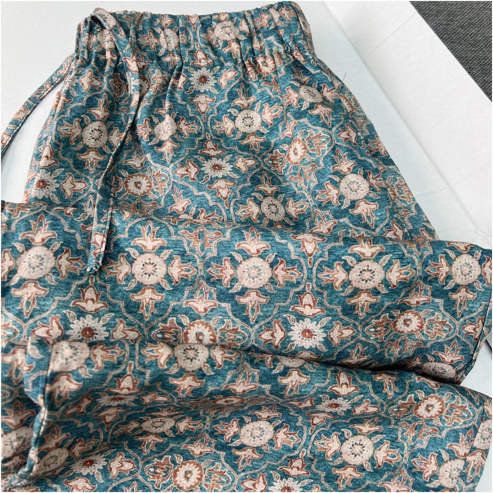 South Oil High Quality 2025 Summer New Linen New Chinese Style Printed Elastic Waist Nine point Casual Straight Leg Pants for Women image 2