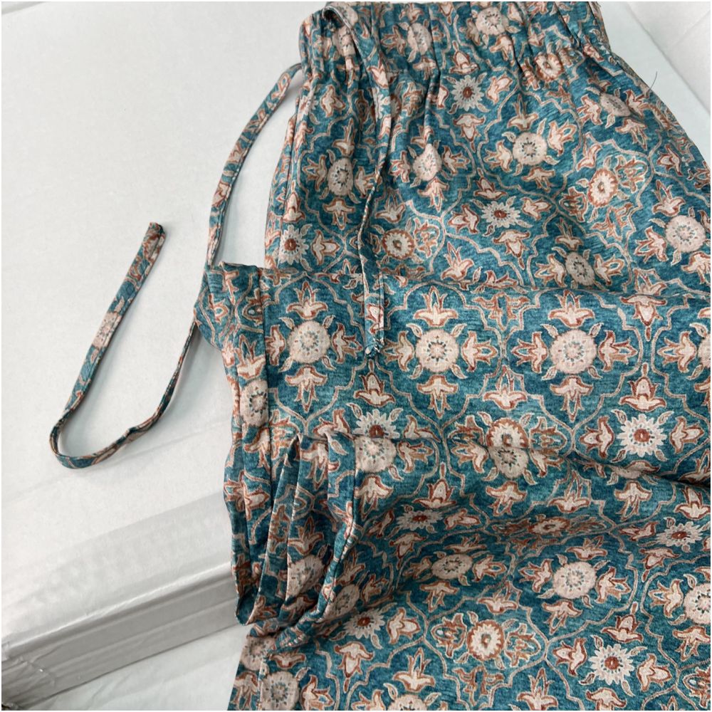 South Oil High Quality 2025 Summer New Linen New Chinese Style Printed Elastic Waist Nine point Casual Straight Leg Pants for Women image 3