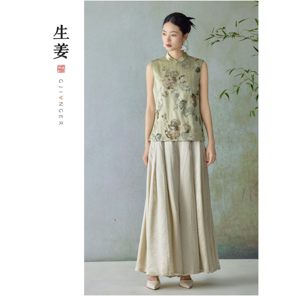 Ginger embellished New Chinese Style Original 2026 Spring New Arrival Heavy duty Appliqu Embroidery Chinese Vest 31612422A image 3