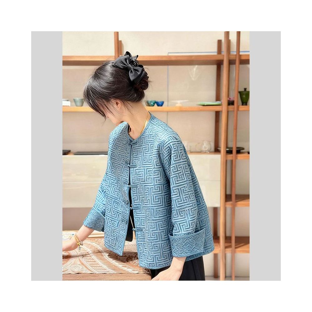 ASAYA6665 – Azure Maze Quilted Jacket 💠🩵