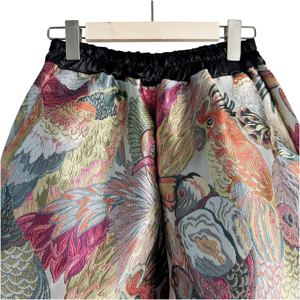 Chinese style jacquard elastic high waisted wide leg pants for women new Chinese style unique loose fit flesh covering slimming versatile flower bud casual pants image 2
