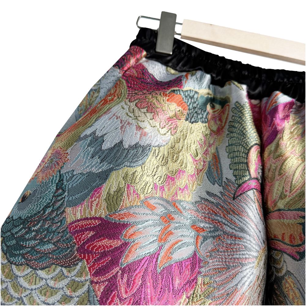 Chinese style jacquard elastic high waisted wide leg pants for women new Chinese style unique loose fit flesh covering slimming versatile flower bud casual pants image 4