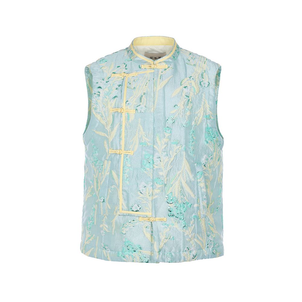 ASAYA6675 – Celadon Bloom Oriental Vest 🌿🩵