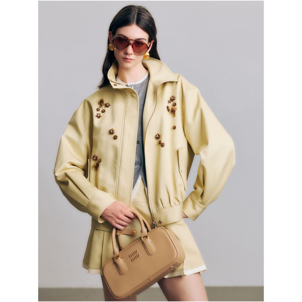 MR 99 Fashion Showcase Customized Long staple Cotton Twill Bead Flower Show Level Jacket Top 100 Fold Short Skirt Set image 2