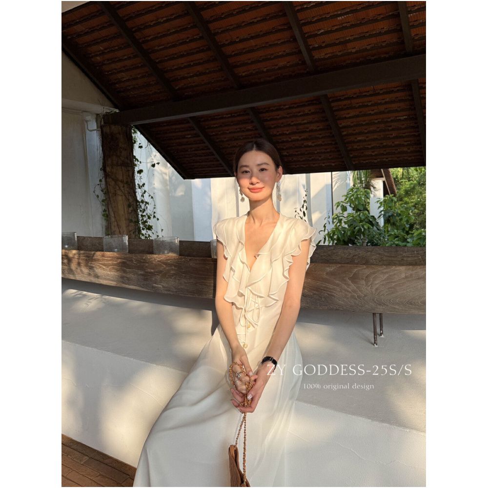 ASAYA6680 – Riviera Ruffle Midi Dress 🤍🕊️