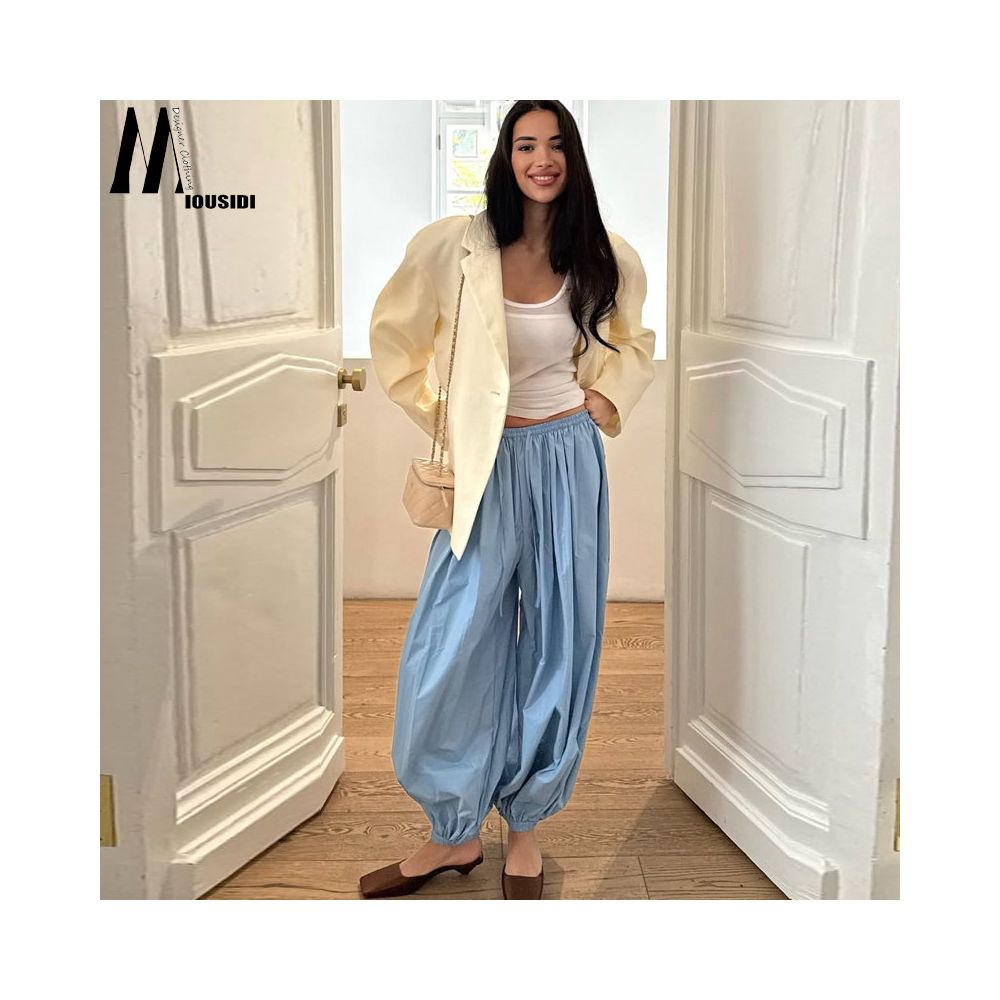 Spring and summer loose casual pants balloon pants sickle pants lantern flower buds lazy and slimming fashion yoga ankle binding wide leg pants image 1