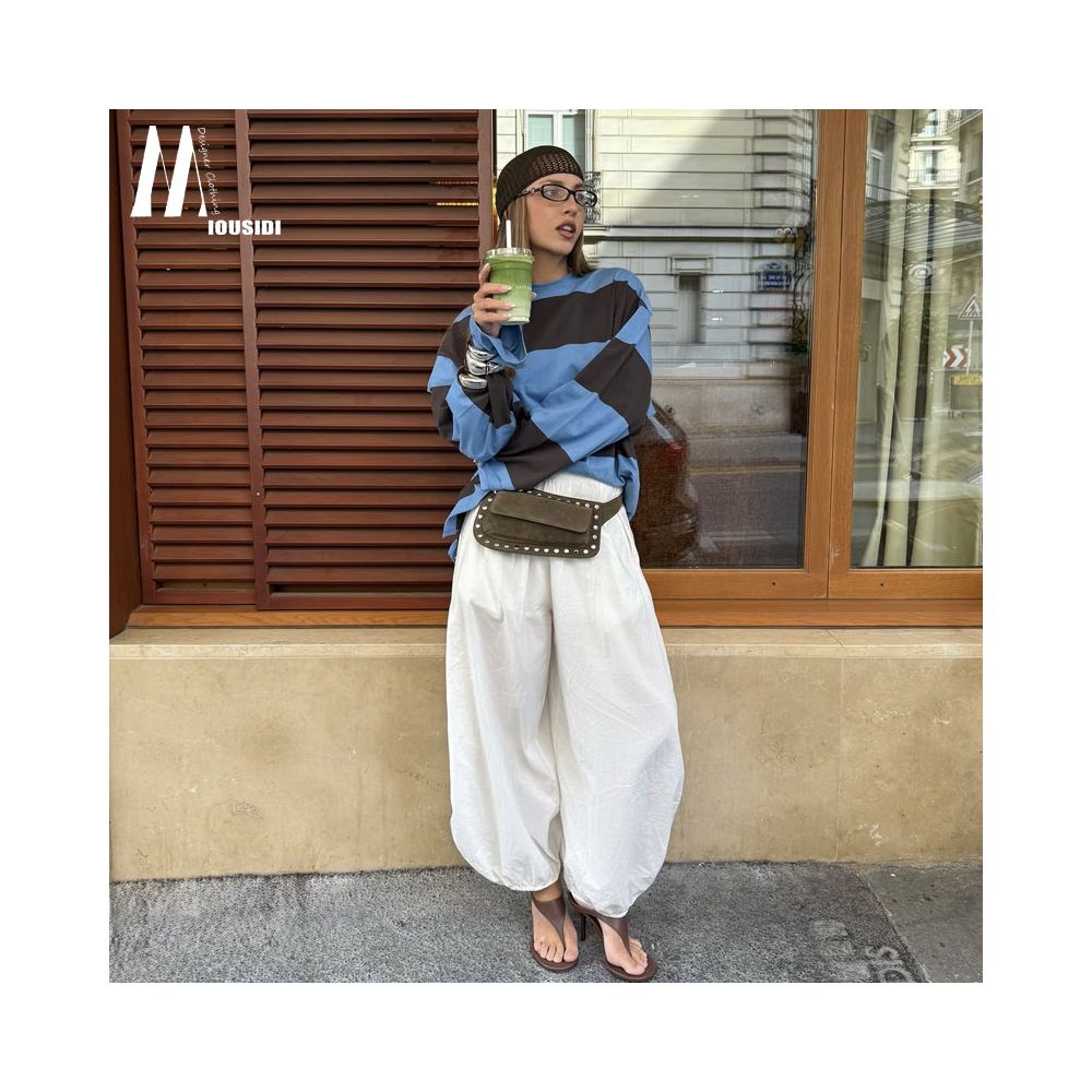 Spring and summer loose casual pants balloon pants sickle pants lantern flower buds lazy and slimming fashion yoga ankle binding wide leg pants image 4