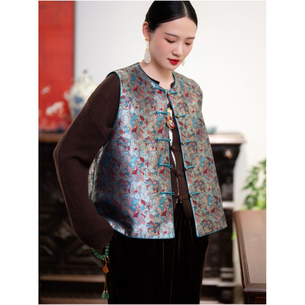 2025 New Product PCY1722 Full Butterfly Pattern Handmade Pan Buckle Clip New Chinese Retro Vest Small Shirt for Women image 0