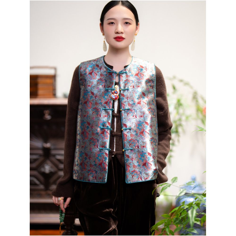 2025 New Product PCY1722 Full Butterfly Pattern Handmade Pan Buckle Clip New Chinese Retro Vest Small Shirt for Women image 2