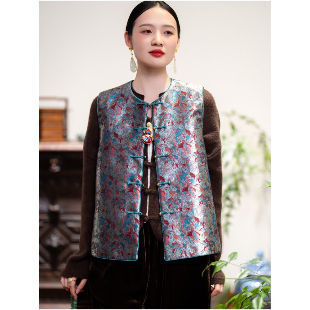 2025 New Product PCY1722 Full Butterfly Pattern Handmade Pan Buckle Clip New Chinese Retro Vest Small Shirt for Women image 3