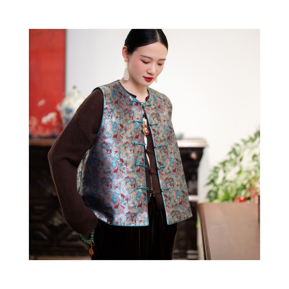 ASAYA6699 – Imperial Bloom Brocade Vest ✨🦚