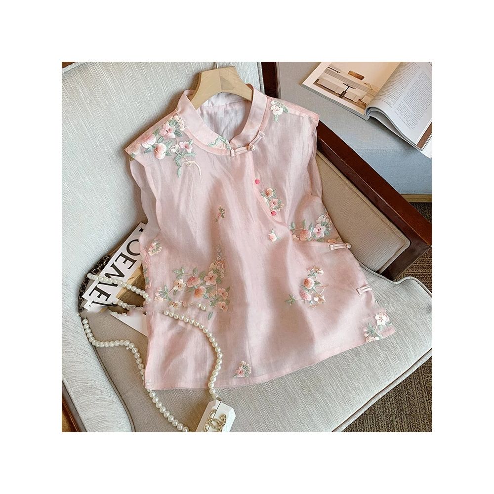 New Chinese style embroidered jacquard vest for women in summer sweet and youthful style sleeveless camisole top image 0
