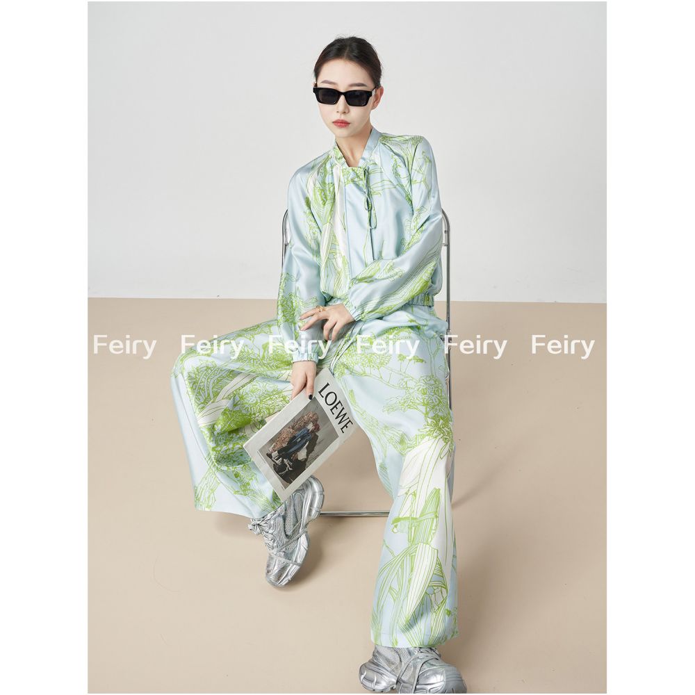 Color blocking workwear shirt set women s thin style 2026 summer new style loose cardigan jacket pants casual two piece set image 2