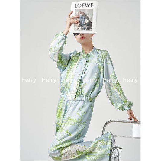 ASAYA6707 – Celeste Jardin Satin Set 🌿🩵