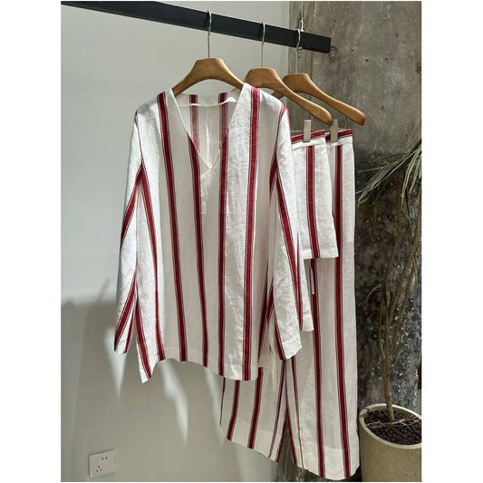 ASAYA6708 – Riviera Rouge Linen Set ❤️🤍