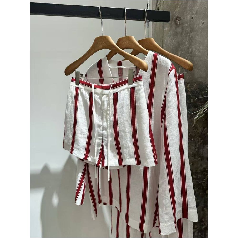 ASAYA6708 – Riviera Rouge Linen Set ❤️🤍