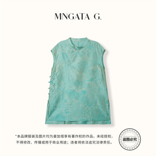 ASAYA6711 – Celadon Pearl Oriental Top 🩵🕊️