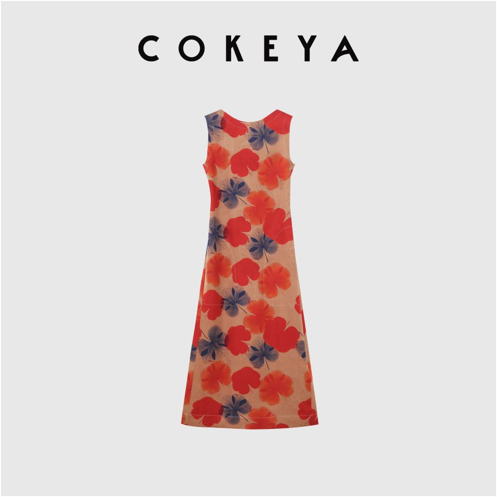 ASAYA6713 – Midnight Bloom Silk Dress 🌙🌺