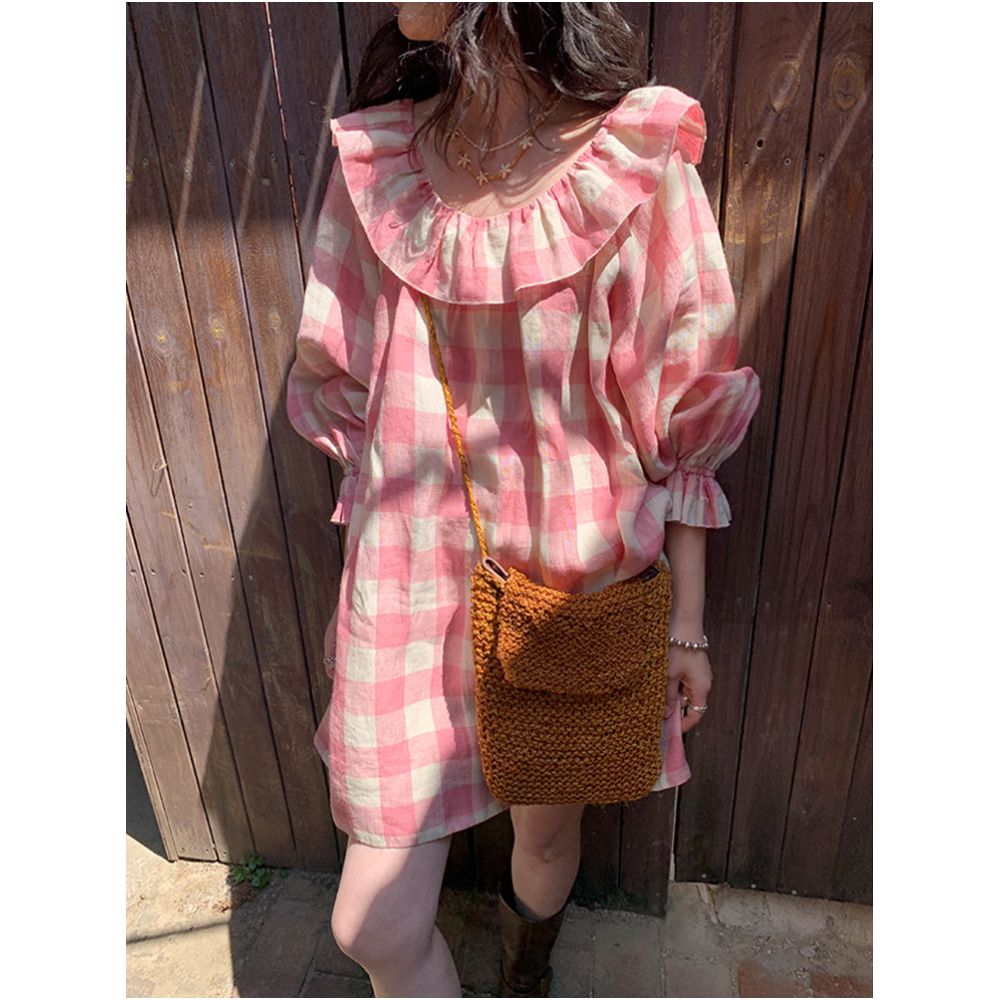 ASAYA6718 – Rosy Picnic Gingham Dress 🌸🍓