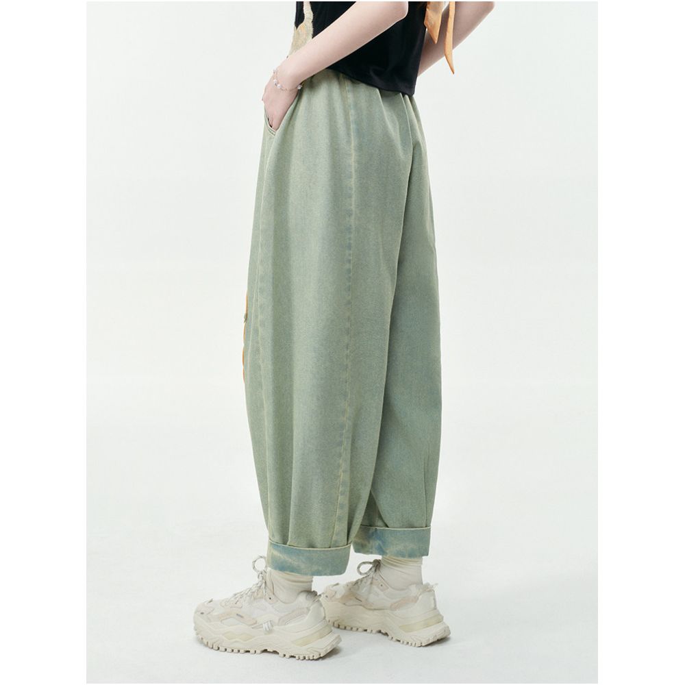Su Luo s original Tiger Town Five Poisons Spring Summer New Fashionable Chinese Style Embroidered Loose Slimming Light Color Denim Pants image 3