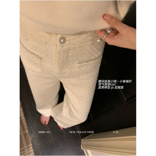 ASAYA6734 – Pearl Glow Tweed Pants ✨🤍