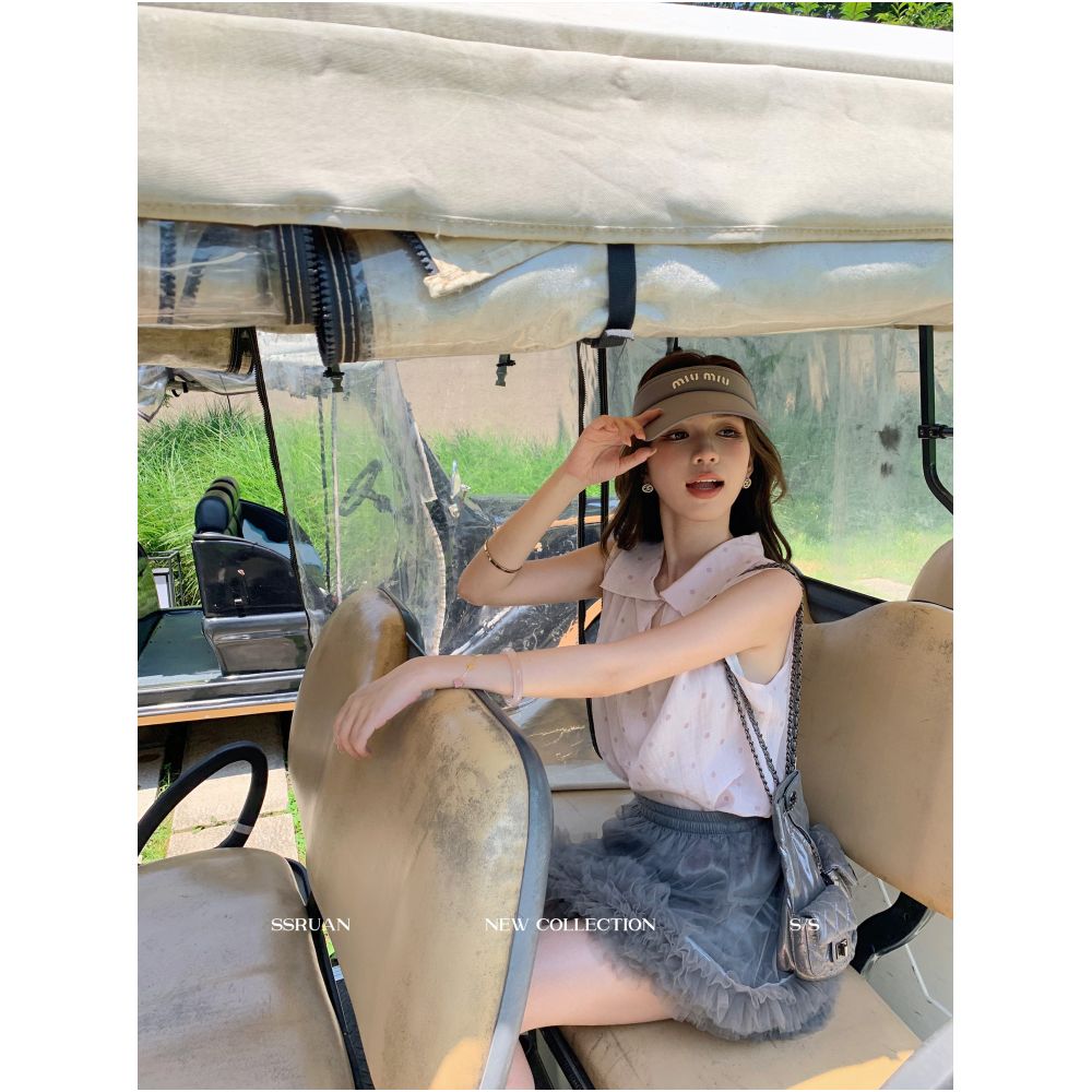 Sam Seoi Da Fan 100 Ramie French Sweet Polka Dot Shirt Women s Summer Loose Sleeveless Chiffon Blouse image 3