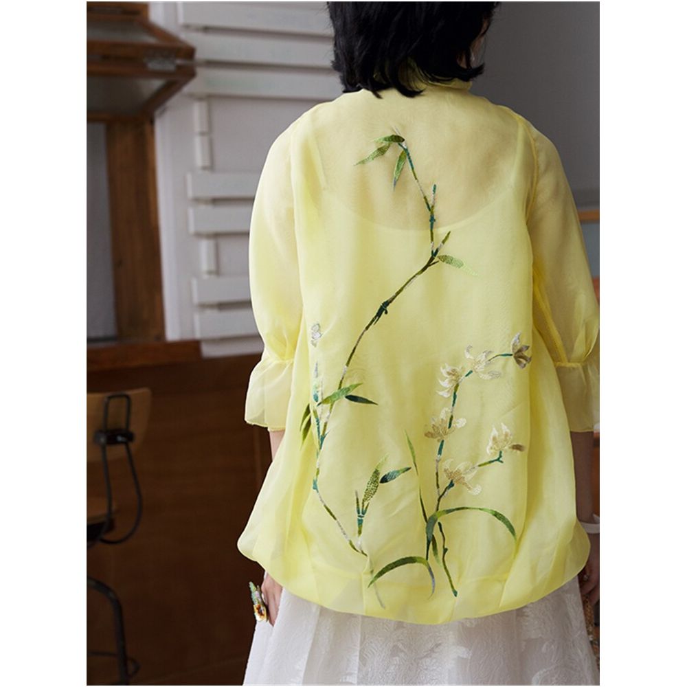 Our signature item JCL743 Ethnic Style Retro Chinese Silk Organza Embroidered Sun Protection Top for Women image 0