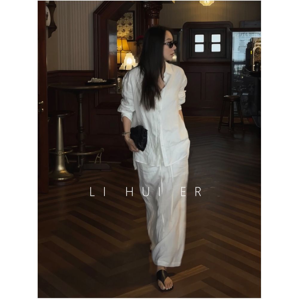 LiHuiEr Foggy Harbor Morning Street White Linen Skirt for Women Summer 2026 A Super Cute Linen Skirt image 2
