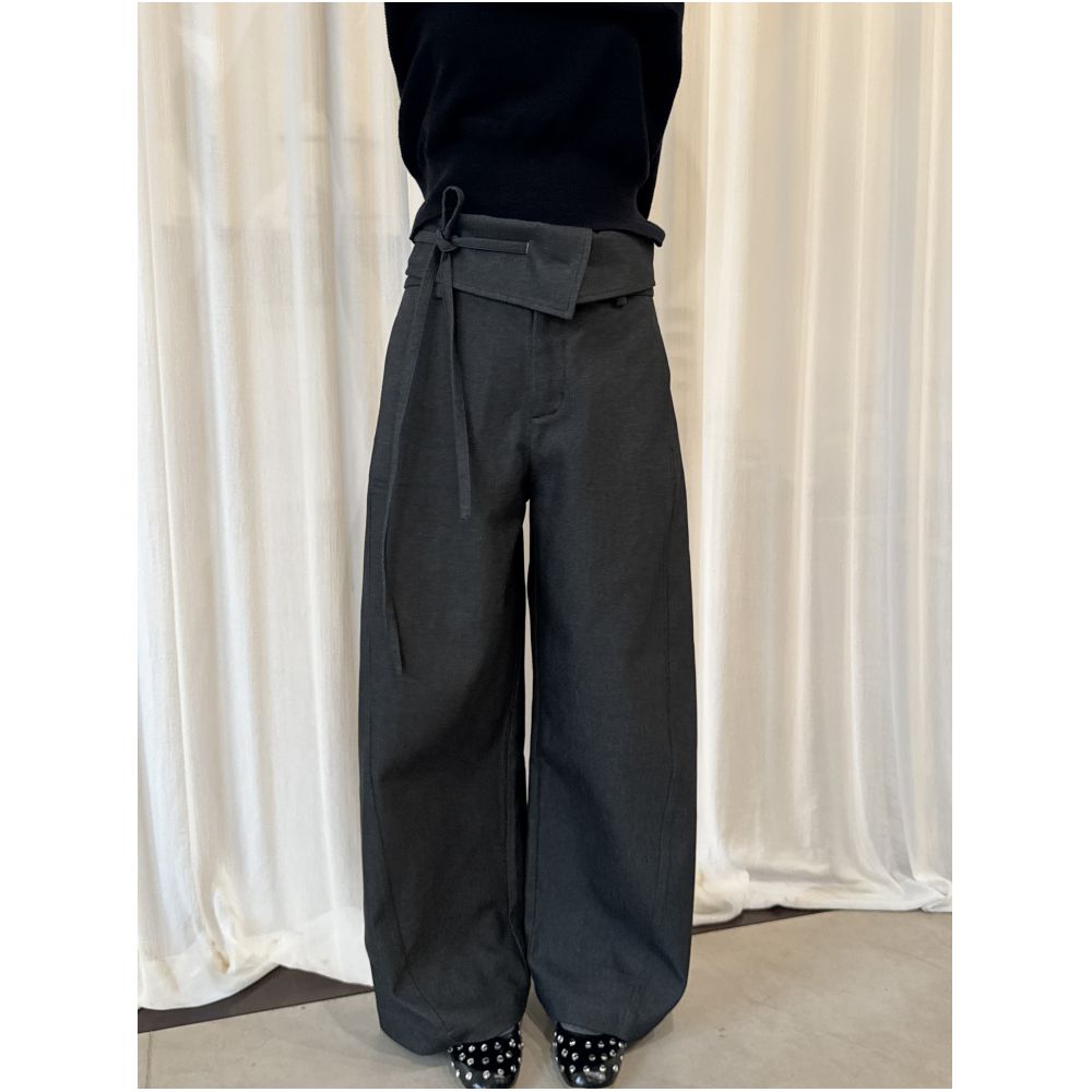 RREIKO Special Purple Gray Versatile Adjustable Waistband A Line Casual Commuter Wide Leg Kendo Jeans image 1