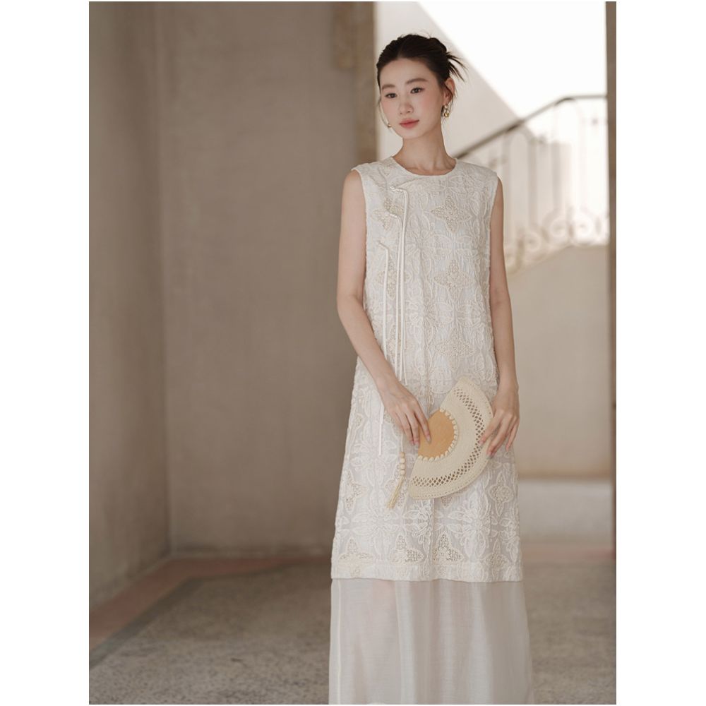 Chu Chan Yi Shi New Chinese Style Dress for Women Summer 2026 Elegant Retro Loose fitting Slanted front Modified Cheongsam image 1