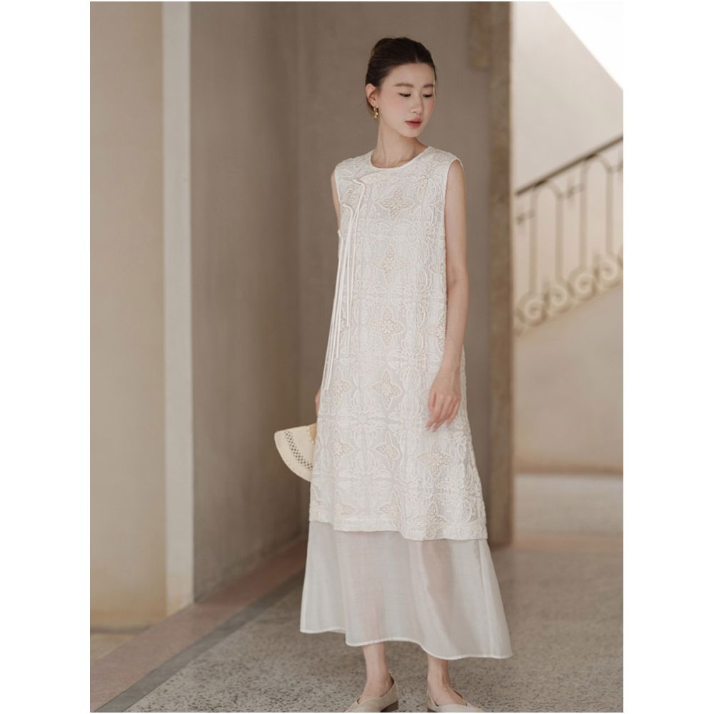 Chu Chan Yi Shi New Chinese Style Dress for Women Summer 2026 Elegant Retro Loose fitting Slanted front Modified Cheongsam image 2